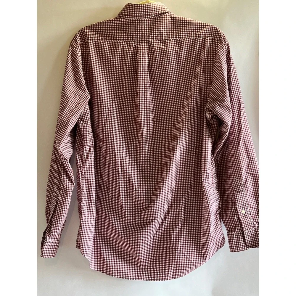 Polo Ralph Lauren Mens Preppy Cotton Gingham Shirt Red‎ White Cotton Size Medium
